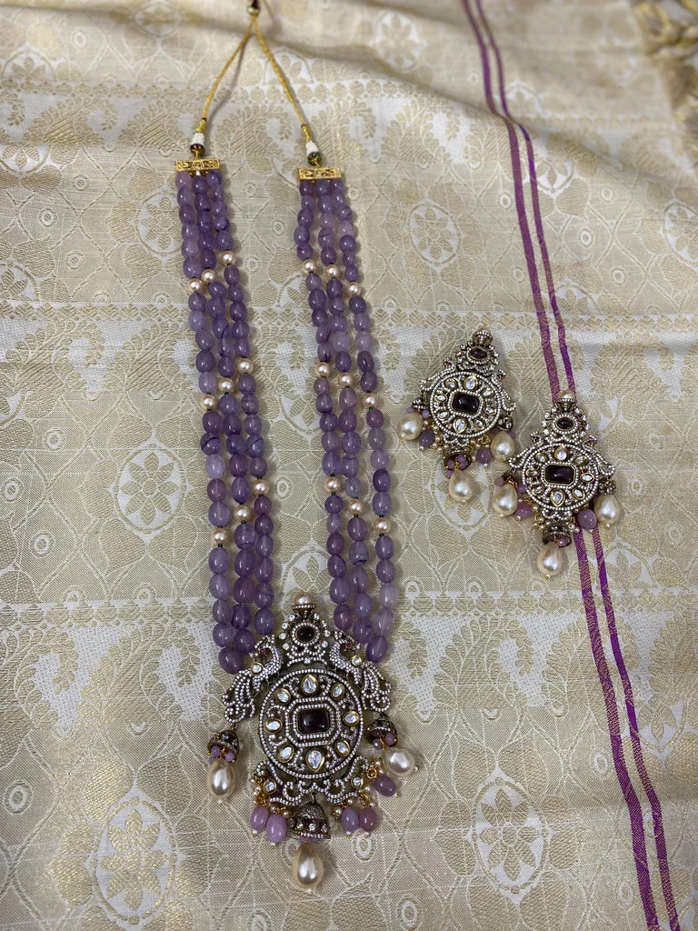Purple Victorian Long Haram with Jhumkas